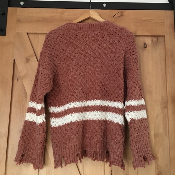 MOON RIVER Distressed Oversized Striped Sweater Size M - Picture 3 of 5